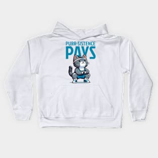 Purr-Sistence Pays: Grey Cat Squats Kids Hoodie